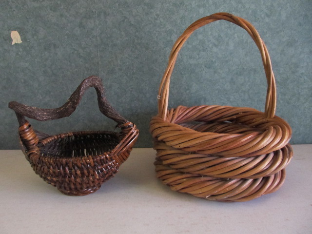 Pair of Unusual Vintage Woven Baskets
