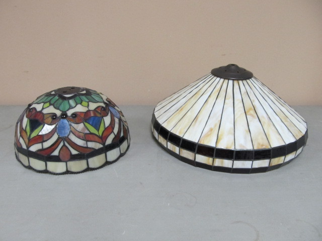 2 Vintage Style Slag Glass Lamp Shades