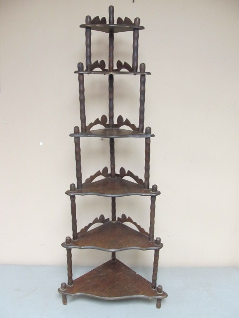 Vintage Wood Standing Corner Shelf