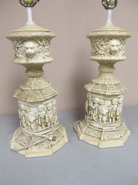Pair of Large Vintage Neoclassical Figural Table Lamps