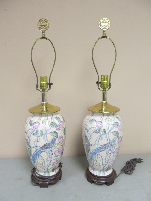 Vintage Oriental Style Ceramic Table Lamps