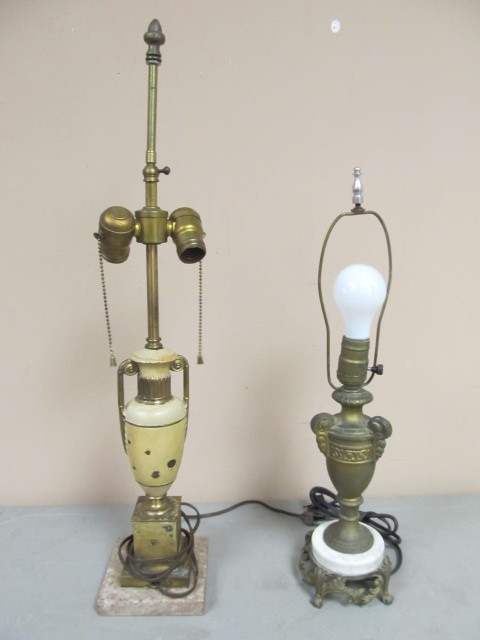 VintageAntique Marble Base Metal Table Lamps