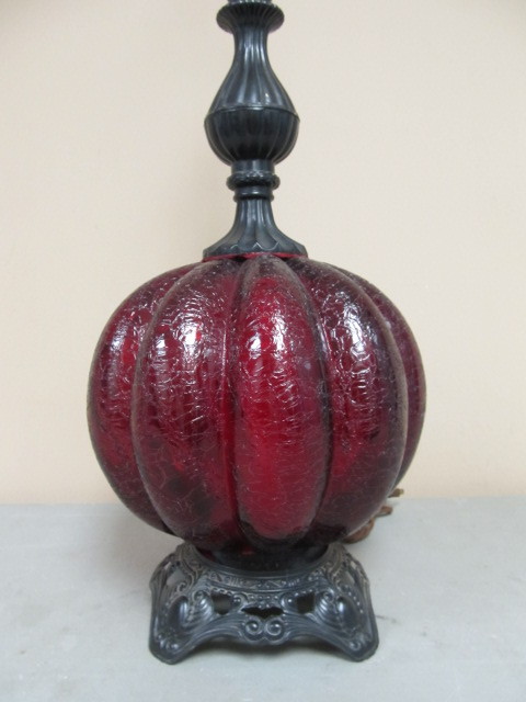 Mid Century EF &amp EF Co Crackle Glass Table Lamp