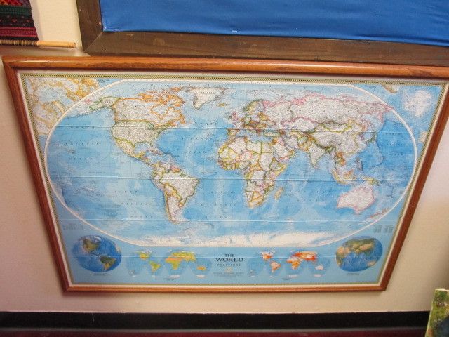 Large Framed World Map