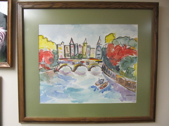 Framed &amp Signed Canal Scene Watercolor Painting