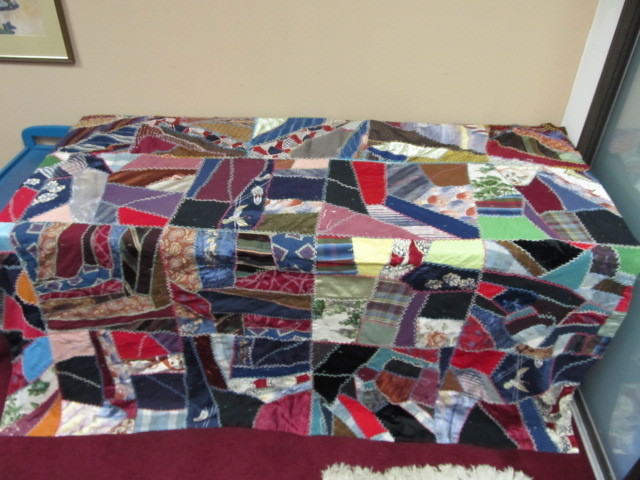 Large Vintage Hand Made Crazy Quilt