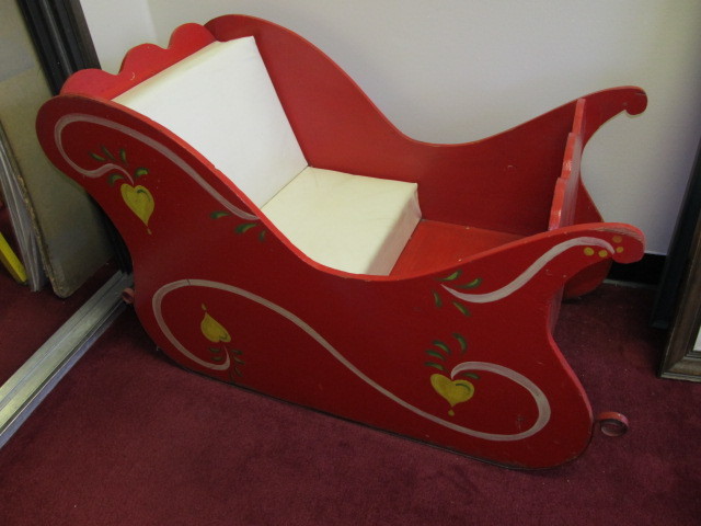 Vintage Painted Wood Sleigh