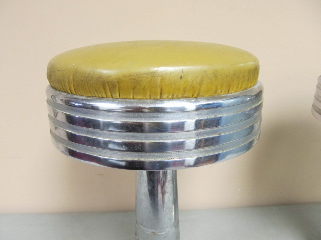 Pair of Vintage Deco Chrome Soda Fountain Stools