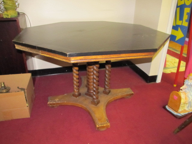 Vintage Octagonal Wood Dining Table