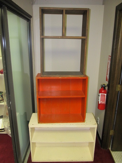 3 Vintage Wood Bookshelves