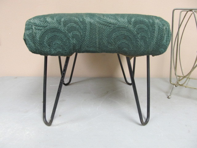 Mid Century Hairpin Leg Stool &amp Magazine Rack