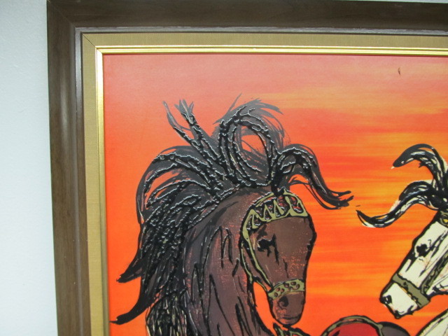 lot 50 image: Large Vintage Oil on Canvas Painting - Titled Carousel