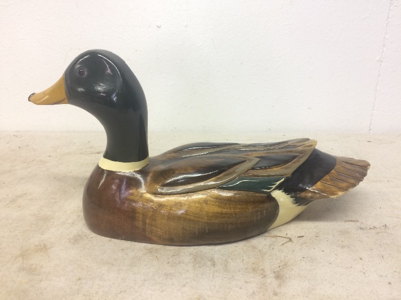 lot 98 image: Carved Signed Wildlife With Wood Mallard Decoy