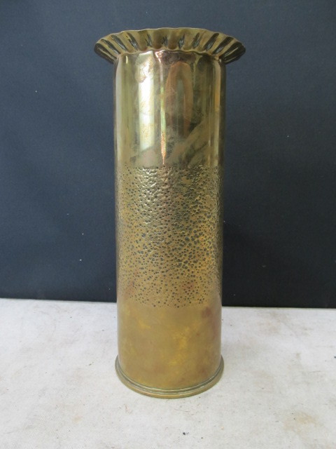 lot 5 image: Original WW2 Large Trench Art Shell Vase