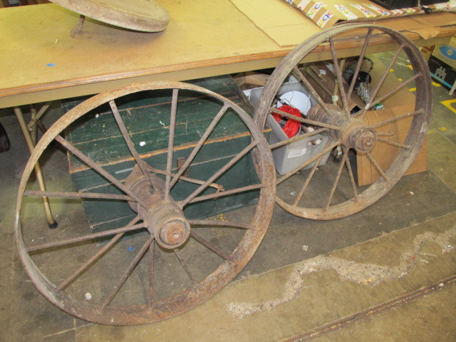 lot 120 image: Pair of 29 Antique Steel Wagon Wheels
