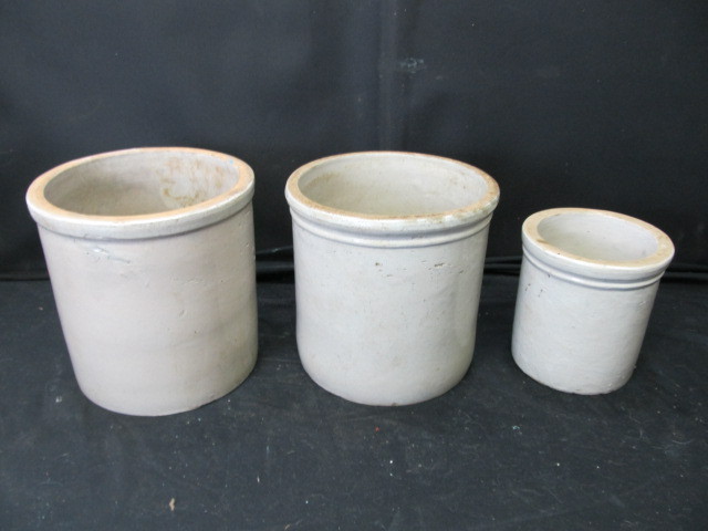 lot 138 image: 3 Antique Stoneware Crocks