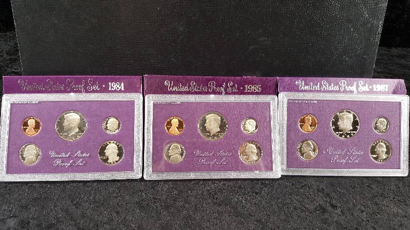 Lot - US Proof Sets - 1984, 1985, 1987