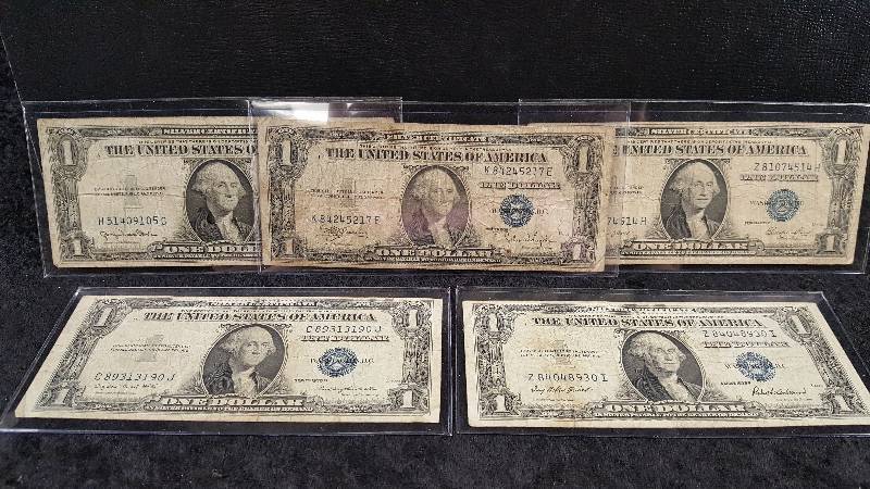 Lot - Silver Certificates, 1935 Series D, C, E, F, G