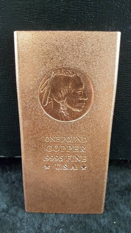 1LB Buffalo Copper Bar, .9995 fine