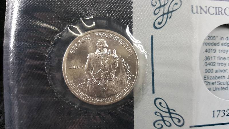 Uncirculated George Washington Silver Commemorative Half Dollar, 90%