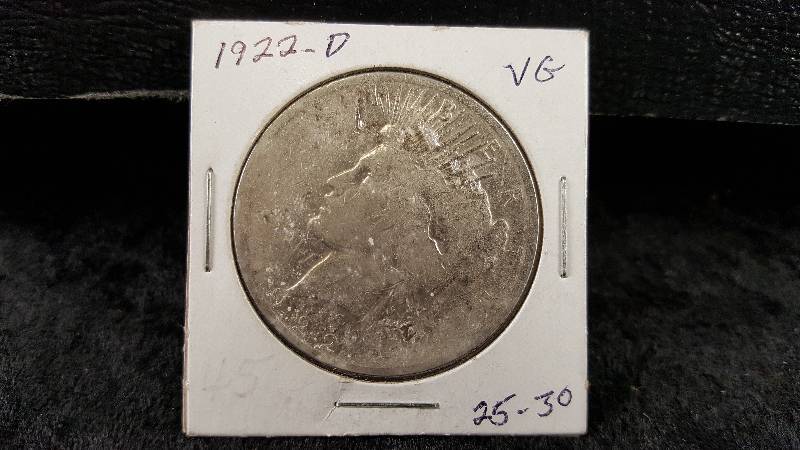 1922 D Peace Silver Dollar, 90%