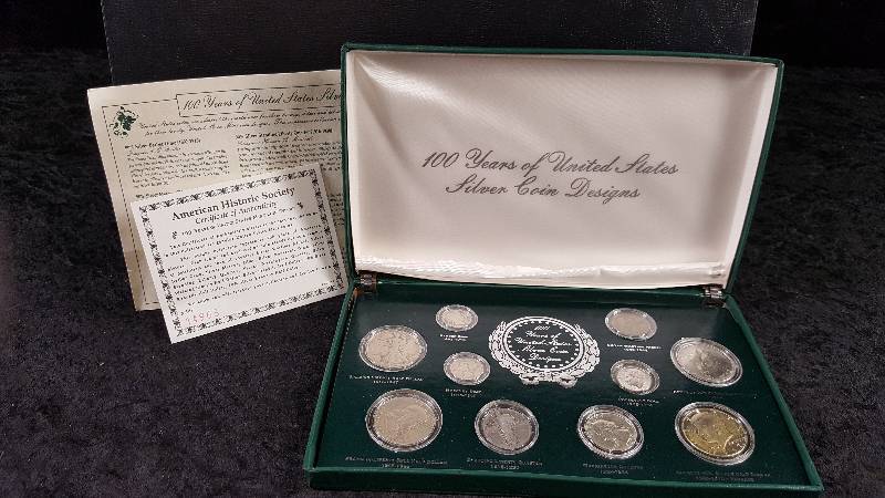 100 Years of US Silver Coin Designs in Display