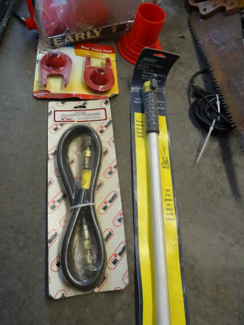 Bucket of misc. Plumbing, propane, ...