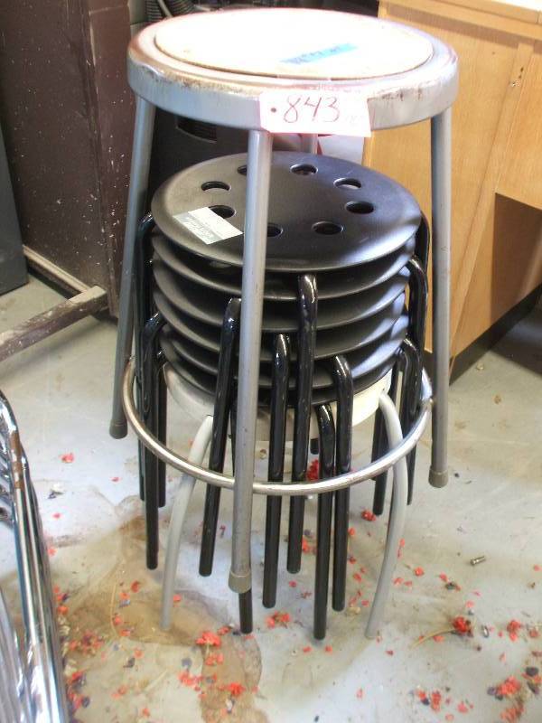 8 METAL AND PLASTIC STOOLS