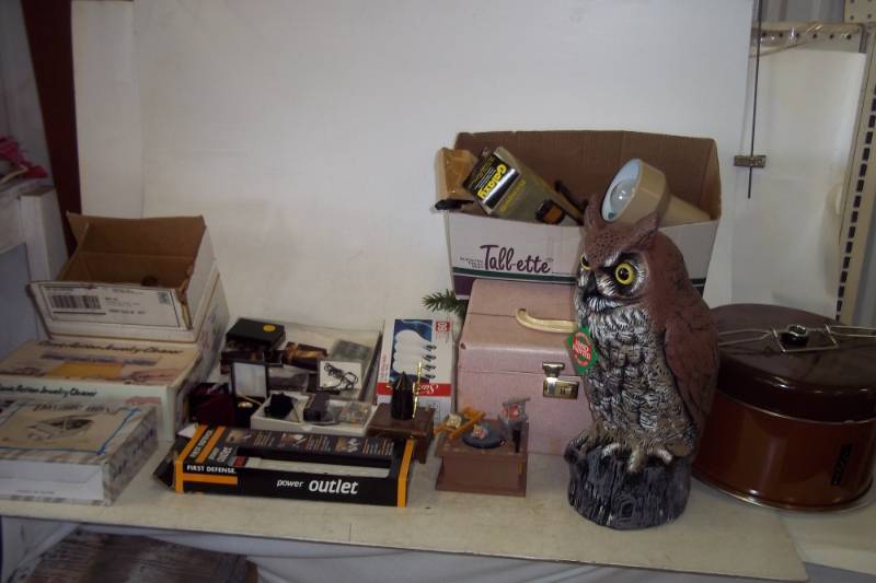 lot 83 image: Lot of misc jewelry, Owl dcor, music boxes, etc