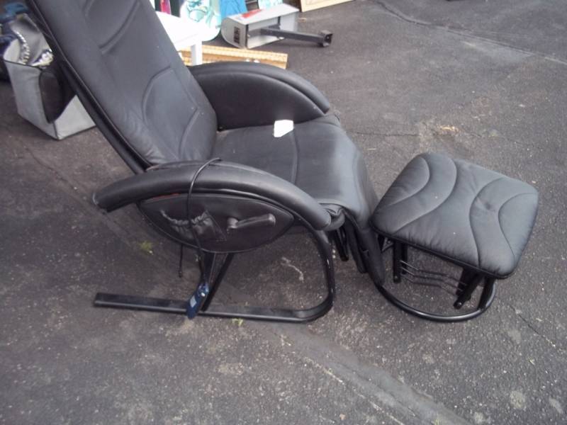 lot 94 image: Leather Chair with footrest