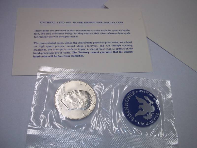 lot 4 image: 1974 Eisenhower Uncirculated Silver Dollar 40% Silver