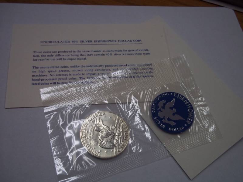 lot 5 image: 1974 Eisenhower Uncirculated Silver Dollar 40% Silver