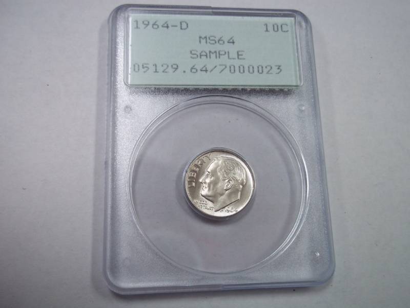 lot 29 image: 1964 US Dime Professional Coin Grading Service MS64