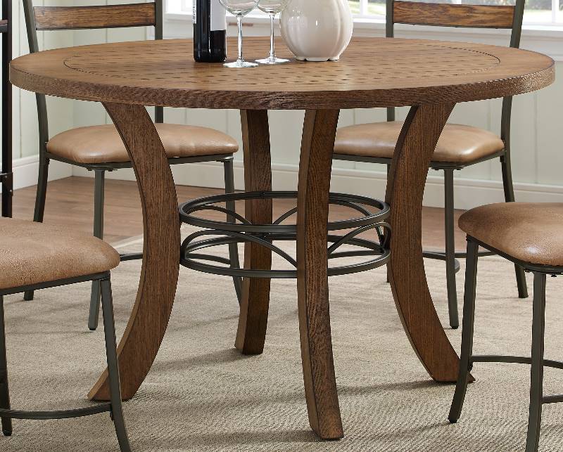 lot 2 image: Brand New In Box - Bernards Avery Wood Plank Round Dinette Set - Table and 4 Chairs Included Retail $ 399.99