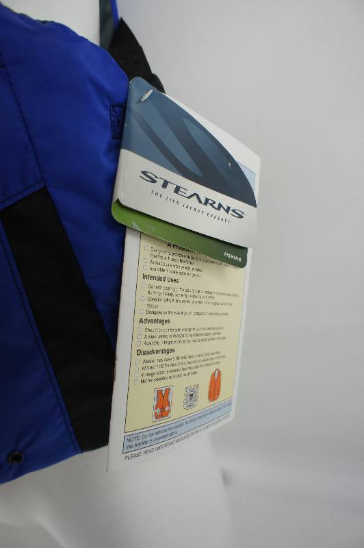 lot 401 image: New Stearns Life Jacket Color - Royal Blue  Size LXL 42 - 50 Chest Size