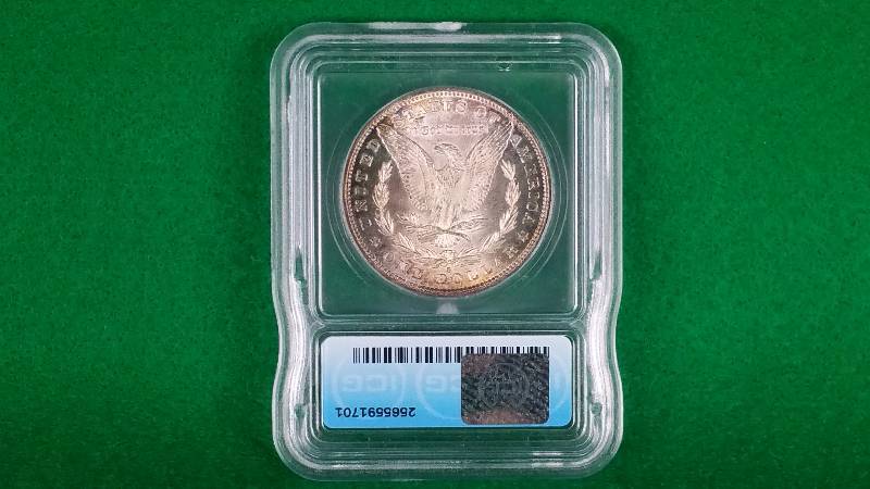 1879 S Morgan Silver Dollar MS65 w Rainbow Toning