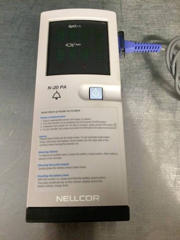 lot 9 image: Retails USED $500 Nellcor N-20P Handheld Portable Pulse Oximeter Monitoring Printer Includes Finger Probe Oxygen Saturation Monitor Medical Device - Excellent Working Condition