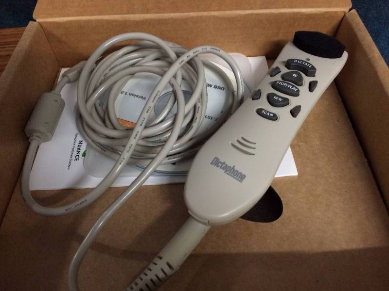 lot 16 image: Nuance Dictaphone 0PSHM01-006 PowerMic USB Microphone with Barcode Scanner, CD & Installation Guide - Excellent Condition Possibly New