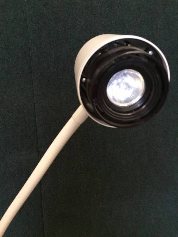 lot 57 image: Retails Used $300 McKesson Halogen Exam Lamp With Stand 81-016110 HALOGEN 35 Medical Clinic Exam Light Great For The Garage or Mechanics Light Crafters Photographers Too