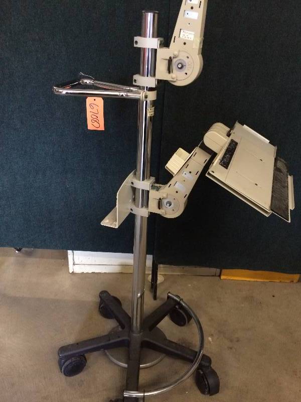 lot 58 image: WoW $$$ Industrial Medical Ergotron Mobile Standing Desk Monitor Computer Laptop Mobile Mount System Hospital Cart - Built To Last A Lifetime