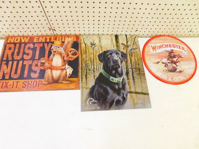 THREE METAL SIGNS