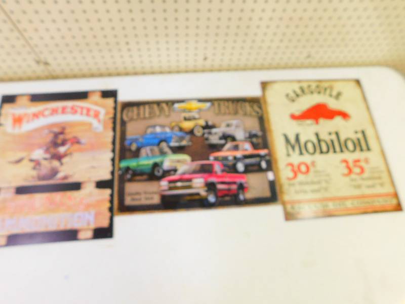 THREE METAL SIGNS