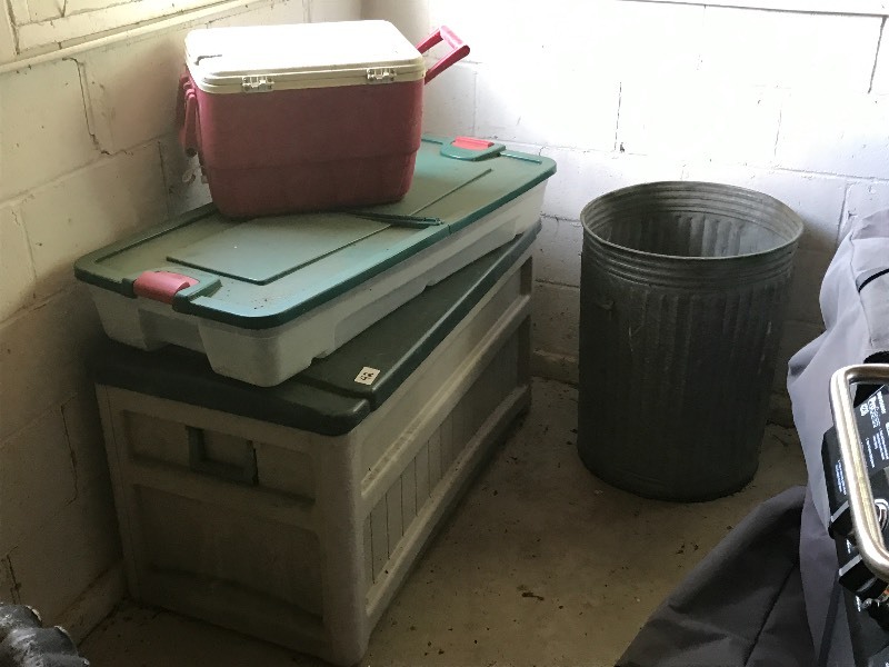 lot 42 image: Storage Boxes, Garbage Can, Cooler