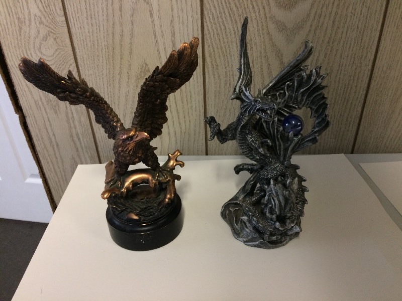 lot 7 image: Eagle & Dragon Sculptures