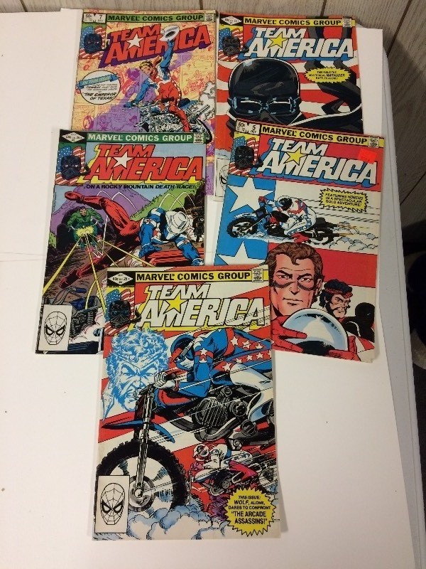 lot 48 image: 5 Marvel Comic Books Team America 60 Cents