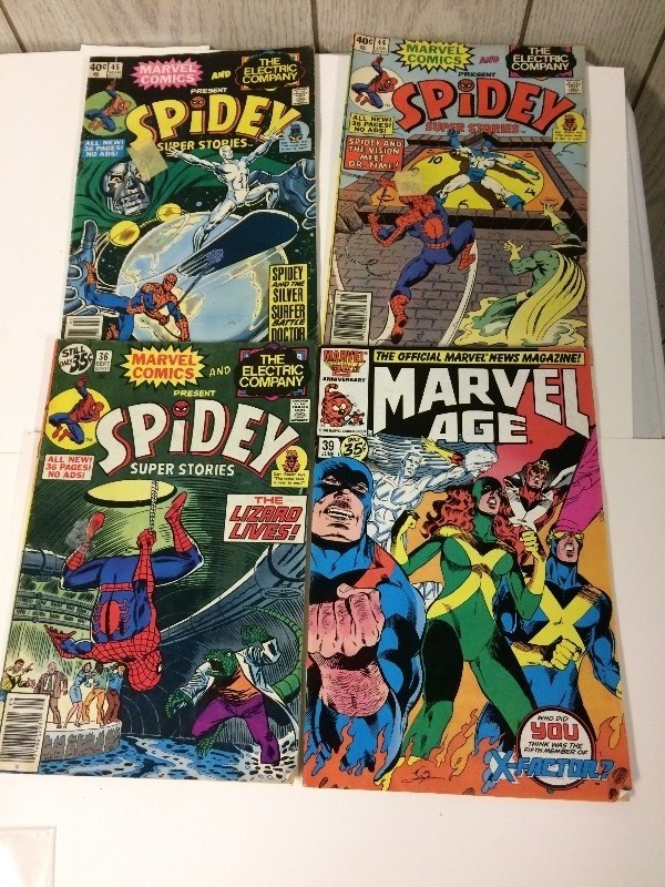 lot 46 image: 4 Marvel Comic Books 35 to 40 Cents
