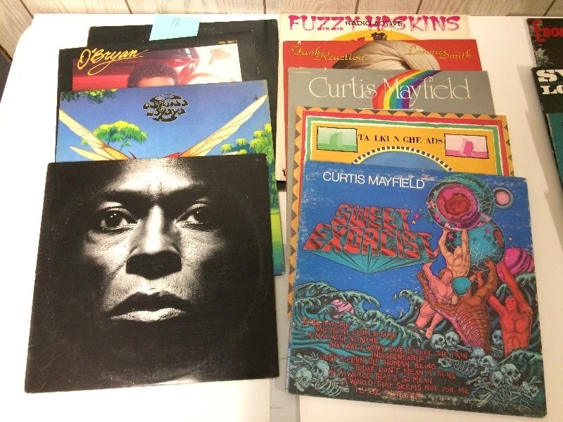 lot 78 image: Vinyl Record Albums - Talking Heads, Miles Davis, Mayfield, more