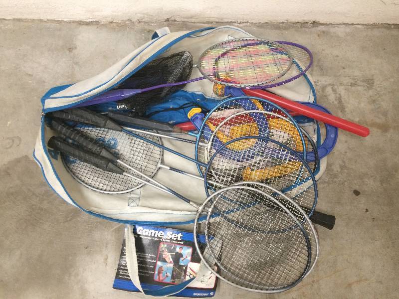 Badminton Rackets and Plastic Horseshoe Set