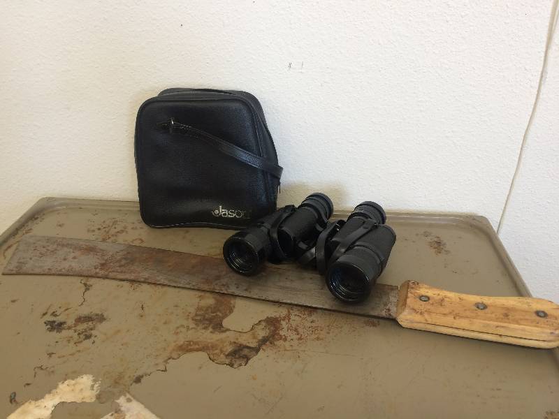 Binoculars and Machete