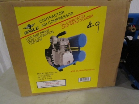 lot 9 image: Eagle  Contractor Air Compressor - 4.2 gallon